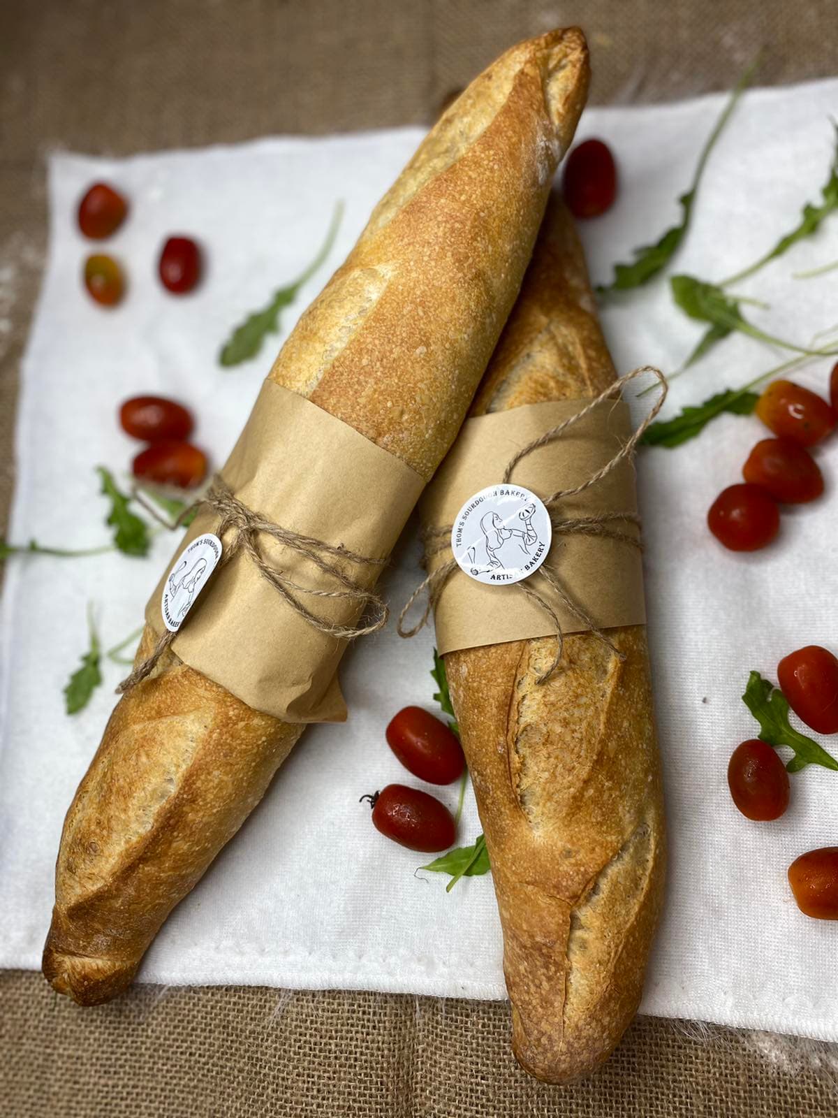 Background Images: Beautifully wrapped sourdough baguettes